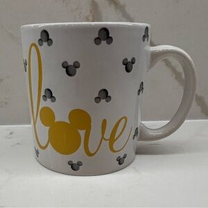 Large Disney Love Mug By Zrike Brands - White and Black with Gold Script